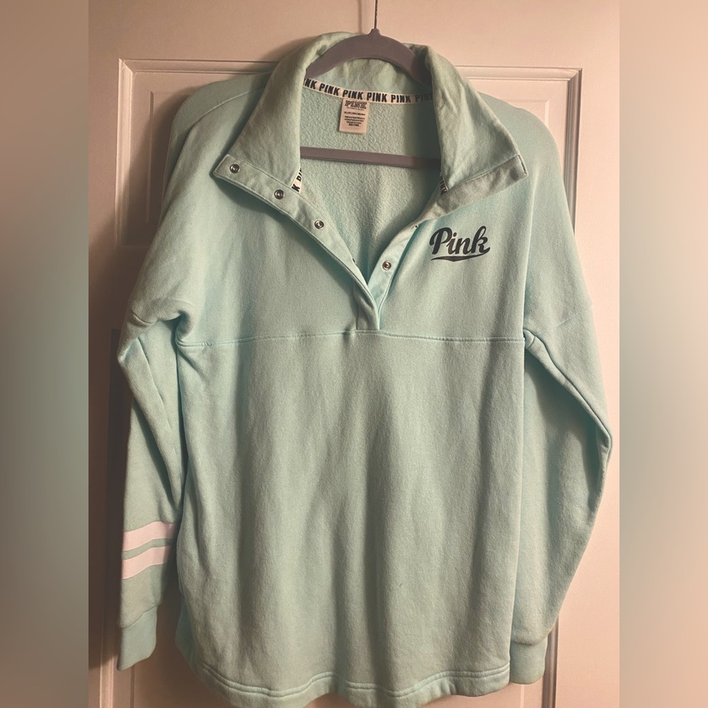 VS Pink aqua blue crewneck